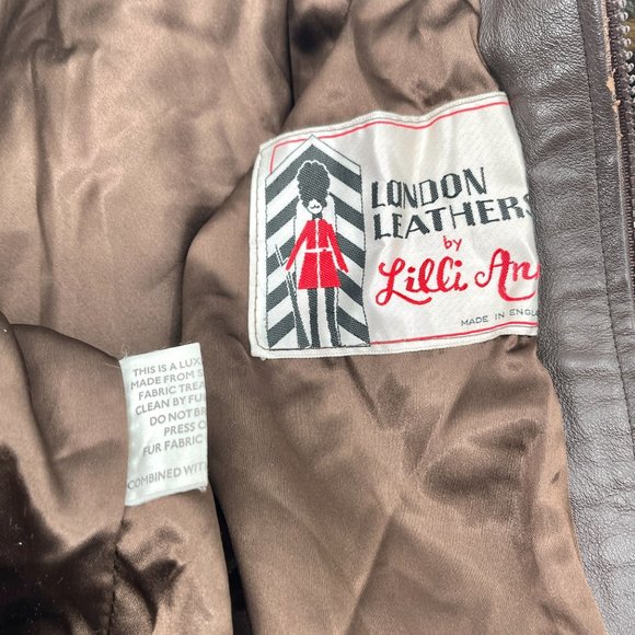 50s 60s Striped Faux Fur & Leather Criss Cross Cuff Puffed Sleeve Formal Coat - Picture 8 of 9